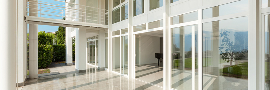 White window frames of a modern house